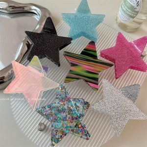 Star Hair Claw Clips Plastic Glitter Holographic Colorful Hairpins For Women Girls Korean Style