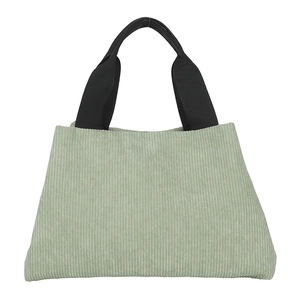Sac à main minimaliste en velours côtelé vert clair avec poignées noires et texture