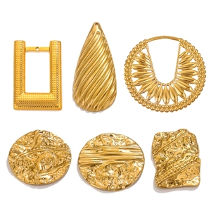 Set of 6 minimalist gold stainless steel geometric charms for DIY jewelry making accessories