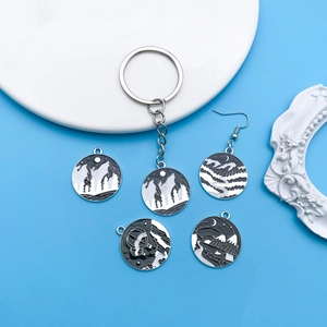 Enamel landscape charms set featuring snowy mountains and waves for DIY jewelry making