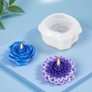 3D rose flower silicone candle mold with detailed floral texture for DIY craft