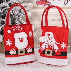 Christmas Knitted Gift Bag 3D Santa Claus Snowman Reindeer Bear Tote Bag For Party Favors Decoration Festive Handbag