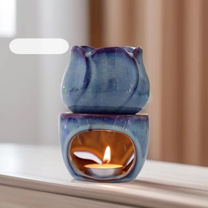 Ceramic Aroma Burner Tulip Shape Split Design Essential Oil Diffuser Candle Holder Home Fragrance Decoration Elegant
