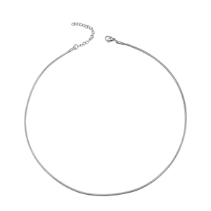 Polished silver stainless steel round snake chain necklace with lobster clasp