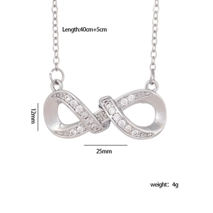 Silver infinity necklace with sparkling diamonds and adjustable chain length