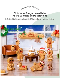 Miniature Christmas gingerbread man figurines set for DIY micro landscape winter decor