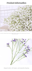 Detail showing white and purple gypsophila bouquets with dense flower heads and green stems