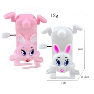 Wind-up upside down walking bunny toys in pink and white plastic for Easter gifts