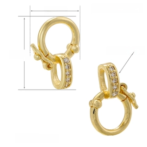 18K gold plated brass clasp with pavé cubic zirconia for DIY jewelry making
