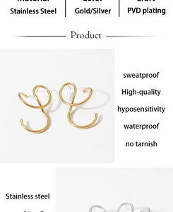Detail showing waterproof PVD plated stainless steel irregular twisted hoop earrings