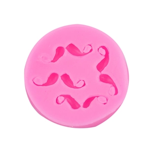 Rosa runde Silikonform mit Schnurrbart-Motiven für Tortendekoration und Schokolade