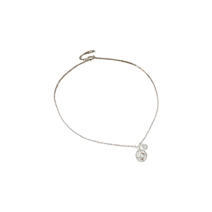 Silver starburst pendant necklace with cubic zirconia and minimalist chain design