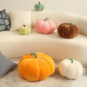 Nordic style pumpkin plush pillows in corduroy fabric for Halloween home decoration