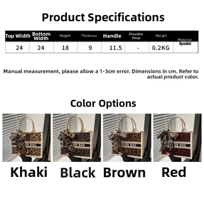 Detailed dimensions and product specifications chart for the large tote shoulder bag