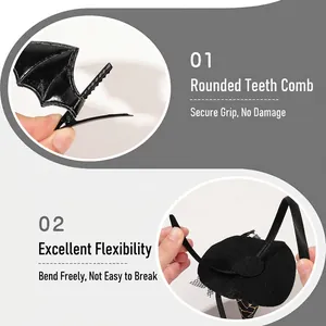 Halloween bat wing clip and witch hat headband set with flexible high-quality frame