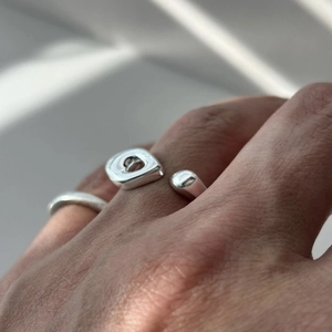 Anello Aperto In Argento Sterling 925 Minimalista Forma Organica Geometrica Regolabile Finitura Lucida Gioielli Moda Per Donna