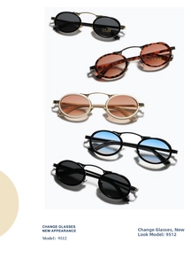 Flat lay of retro punk oval sunglasses in various colors with UV400 and CE marking