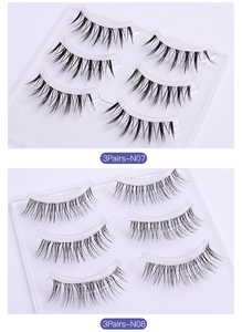 Comparison detail of natural sunflower style false eyelashes in styles N07 and N08