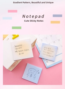 Detail of gradient sticky notes showing vocabulary and schedule templates in pastel hues