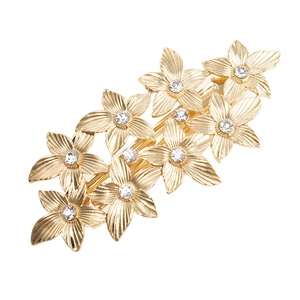 Vintage Elegant Flower Alloy Hair Clip With Rhinestones Luxury Metal Spring Clip For Women Wedding Jewelry Accessories