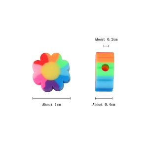 Rainbow flower polymer clay spacer beads for DIY jewelry making 1cm size reference
