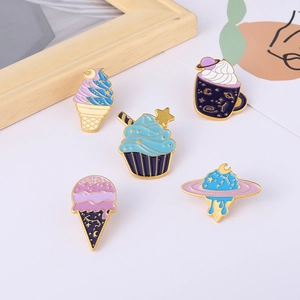 Broches créatives en émail sur le thème de l'espace et des glaces pour décoration de vêtements