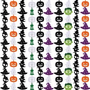 Halloween Hanging Garland Non-Woven Felt Pumpkin Ghost Witch Hat Skeleton DIY Party Decoration Home Door Wall Banner