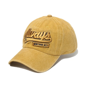 Casquette vintage en coton délavé jaune moutarde avec broderie Always 75 New York