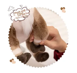 Close-up of soft plush reindeer toy showing high elasticity and skin-friendly fabric