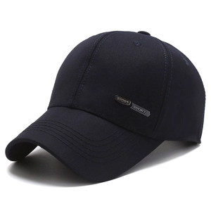 Casquette de baseball bleu foncé pour homme avec logo en métal et visière incurvée