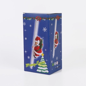 Blue Christmas gift box for electric climbing Santa Claus toy featuring festive patterns