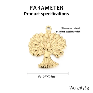 Detail of tree of life stainless steel pendant with 28x25mm size specifications