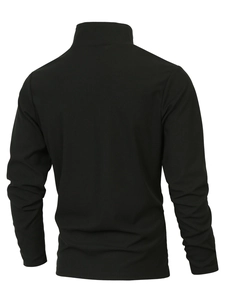 Vue arrière du sweat-shirt noir vintage à manches longues pour hommes avec col montant