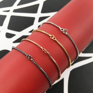 Adjustable box chain bracelets in silver, gold, rose gold, and gun black finishes