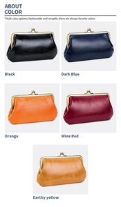 Detailed multi-color selection of retro genuine leather clutch bags with metal clasps