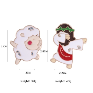Cartoon Jesus and lamb enamel pins set made of alloy for clothing accessories