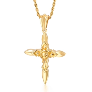 Kreuz Anhänger Halskette Edelstahl Punk Retro Geschnitztes Muster Religiöser Schmuck Für Herren Damen