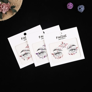 Self-adhesive floral face gems with pink and purple gradient rhinestones for makeup decoration