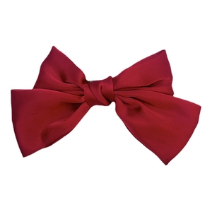 Elegant deep red satin oversized bow hair clip with high-quality silk texture for women