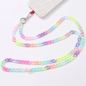 Colorful 120cm acrylic crossbody phone chain with vibrant macaron linked buckles