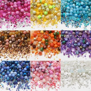 Mixed Glass Acrylic Resin Beads DIY Kit Seed Round Heart Star Shapes For Jewelry Making Bracelet Crafting Colorful