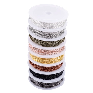 Variety of 8-color metal cross chains for DIY jewelry making in a neat vertical stack