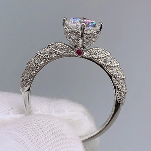 Elegante Anello In Zirconia Cubica Rotonda Rame Lusso Taglio Brillante Stile Moissanite Gioielli Di Moda Per Donne