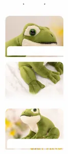 Detailed view of the cute plush frog showing fine stitching and soft green fabric texture