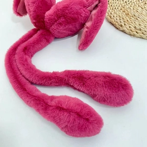 Rosa Plüsch-Ohrenschützer mit beweglichen Ohren für Kinder aus warmem Kunstpelz