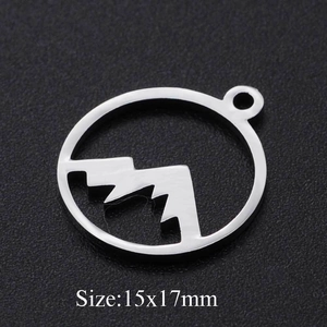 Mountain Peak Round Pendant Stainless Steel Geometric Hollow Out Charm Jewelry Making Minimalist Nature Accessory