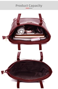Internal view showing large capacity and crocodile pattern texture of the burgundy tote