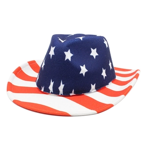 Cappello Da Cowboy Bandiera USA Stelle E Strisce Patriota Americano Stile Western Tesa Larga Cotone Poliestere Per Il Giorno Dell Indipendenza