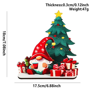 Christmas gnome desktop ornament with size 18x17.5cm and wooden texture detail