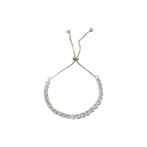 Silver luxury tennis bracelet with adjustable slider clasp and clear crystal stones